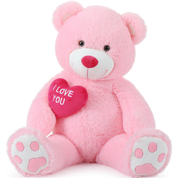 Beniny Red Heart Giant Teddy Bears, Big Teddy Bear Stuffed Animals With Embroidered I Love You For Girlfriend, Huge Valentines F