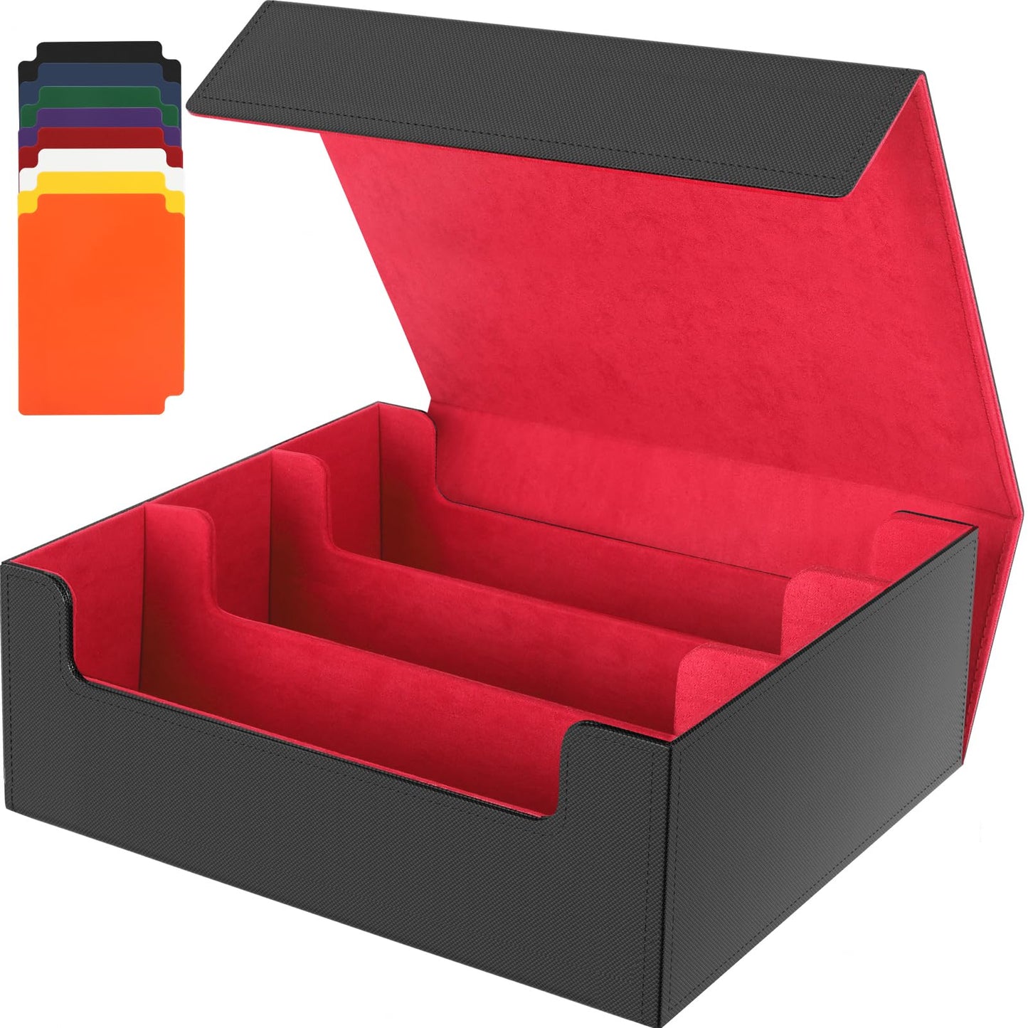 Maxgear Card Deck Box For Trading Cards, 1800+ Single Sleeved Cards Holders Storage, Pu Leather Collectible Deck Case With Magne