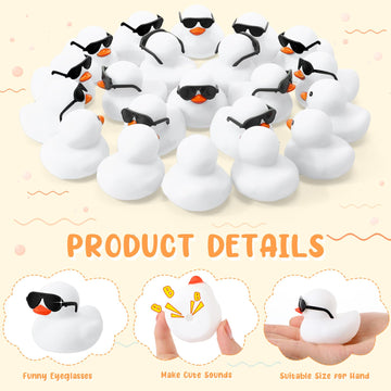Sosation 36 Packs Mini Rubber Ducks with Sunglasses Sets 2.2 Inch Bath Squeaky Rubber Duckies Cute Float Bathtub Toys for Little