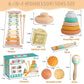 Montessori Baby Toys for 6-12 Months 1+ Year Old 6 in 1 Musical Instruments for Toddler Stacking Blocks Rings Development Learning Educational Toy with Wooden Xylophone for 1 Year Old Boys Girls