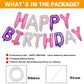 Accevo Pantone Happy Birthday Banner Purple Pink Happy Birthday Balloons 16 Inch Foil Letters Balloons Happy Birthday Sign For K