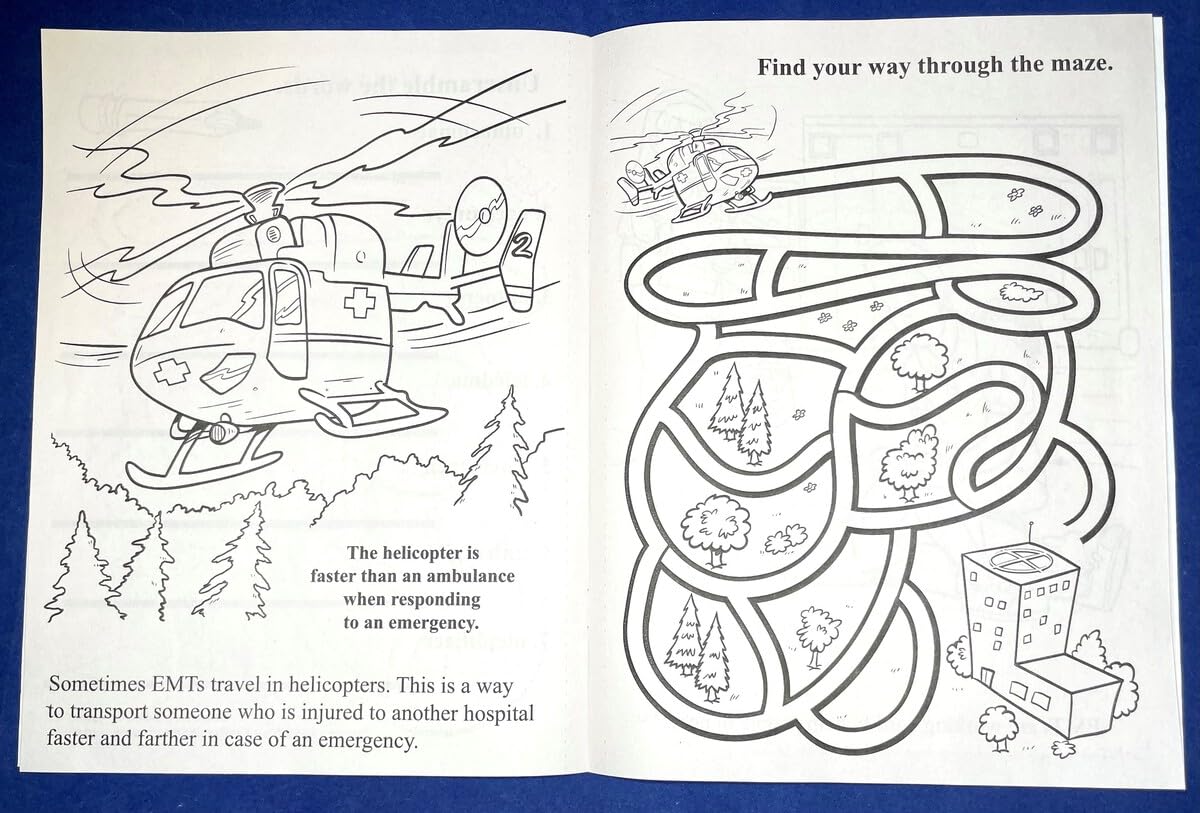 ZOCO - Emergency EMS Workers Save Lives - Coloring & Activity Books (50 Bulk Pack, Without Crayons) - Paramedics, Ambulance, 911