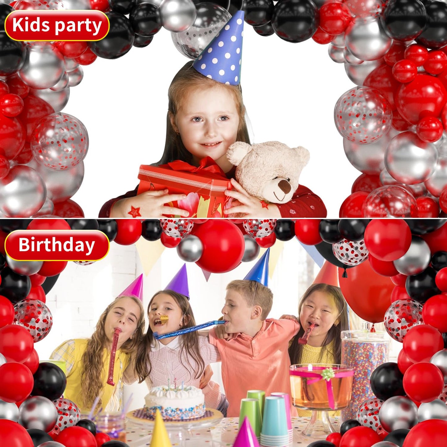 Red And Black Balloons Arch Kit,140Pcs Black Silver And Red Balloon Arch Garland Kit Chrome Silver Balloons Kit For Birthday Wed
