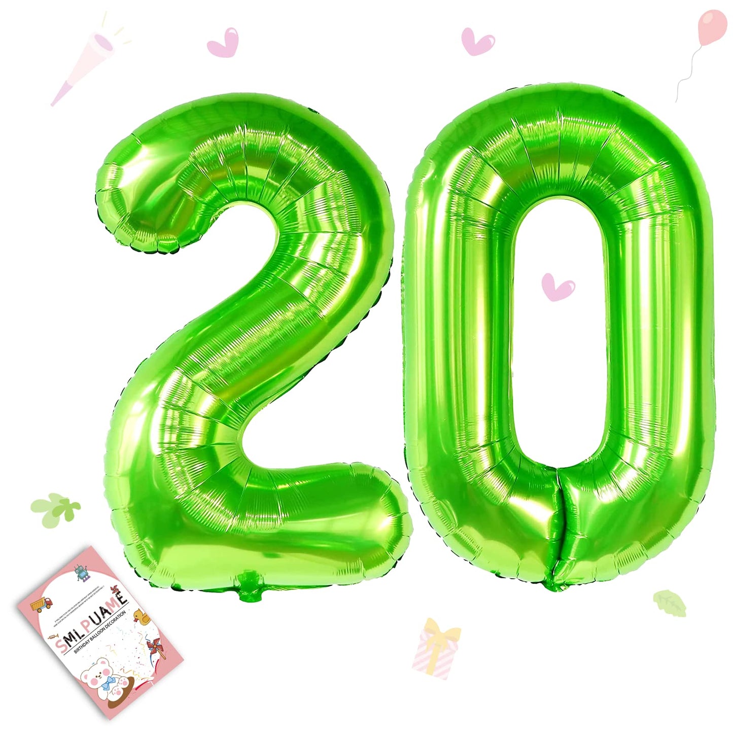 Smlpuame 40 Inch Number Balloon 0-9 Green Large Number 20 Balloons,Digital Balloons For Birthday Party Celebration Decorations S