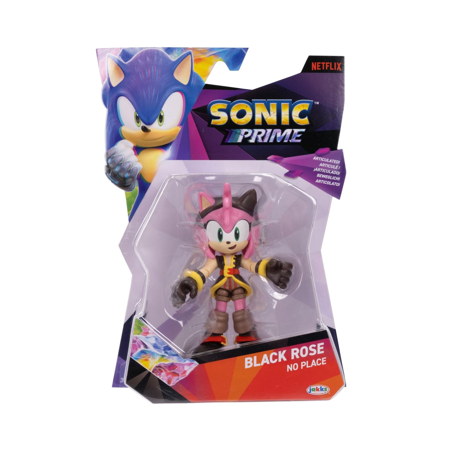 Sonic Prime 5-inch Black Rose - No Place Action Figure 13 points of Articulations. Ages 3+ (Officially licensed by Sega and Netf