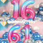 Rainbowq 16 Balloon Numbers 40 Inch For Boy Or Girl Big Starry 0-9 Foil Mylar Large 61 Number Balloons Happy 16Th Birthday Party