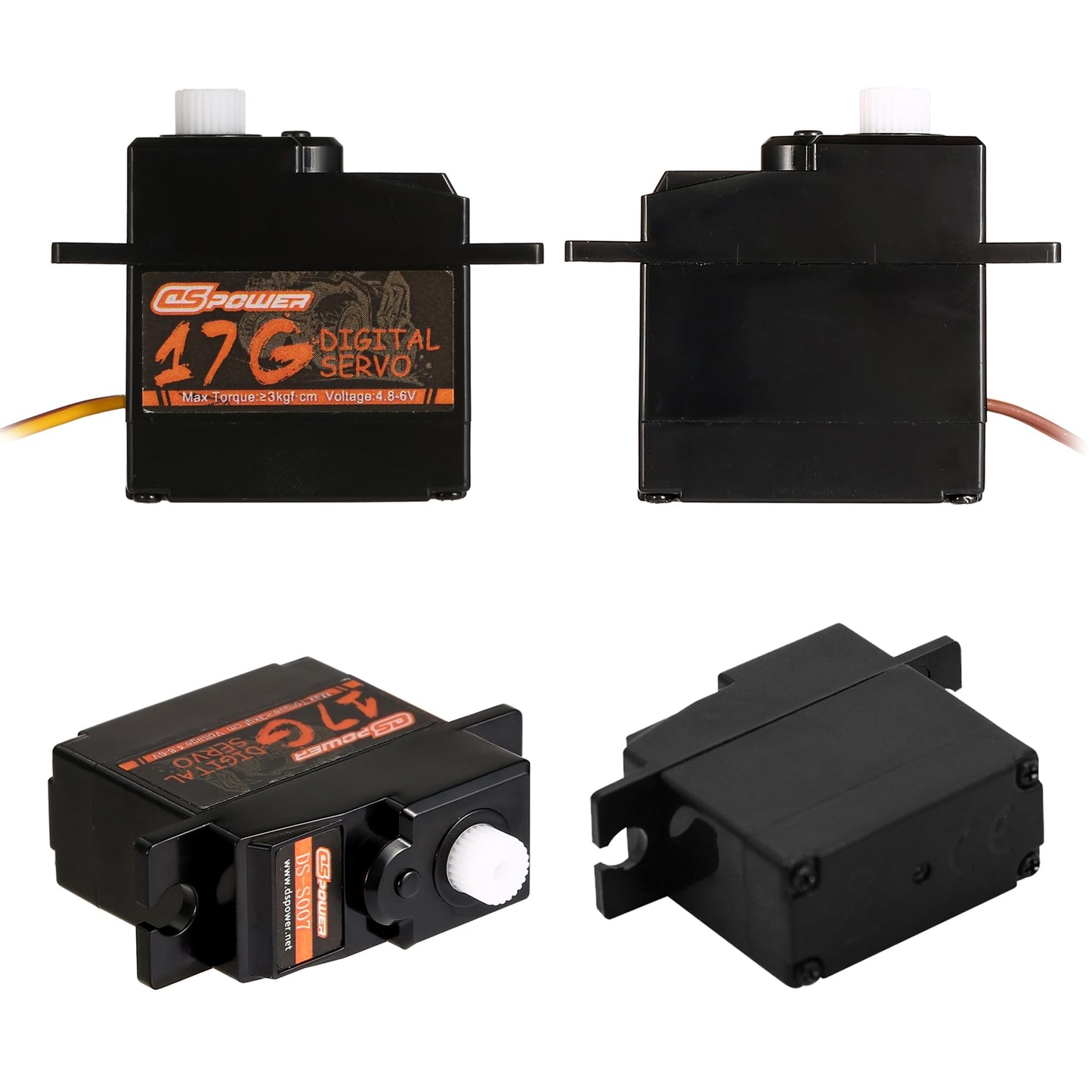 Dspower 2Pcs 17G Rc Micro Servo, Waterproof Rc Mini Digital Servo Motor With 25T Servo Horn For 1/18 1/16 1/14 Rc Car Tank Boat