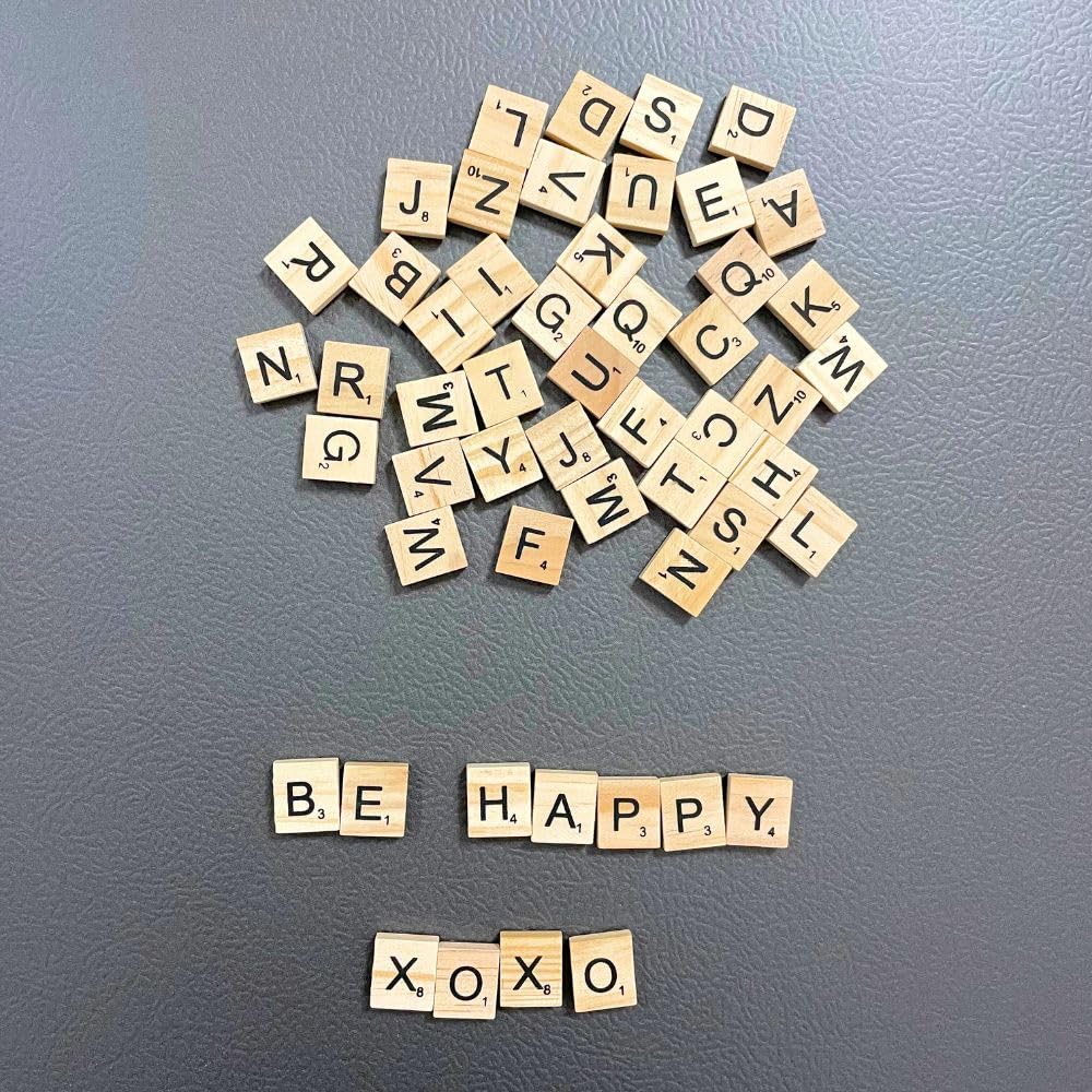 YJ PREMIUMS 200 PC Large Brown Wooden Magnetic Letter Tiles for Fridge & Learning - Alphabet Game Board Magnets