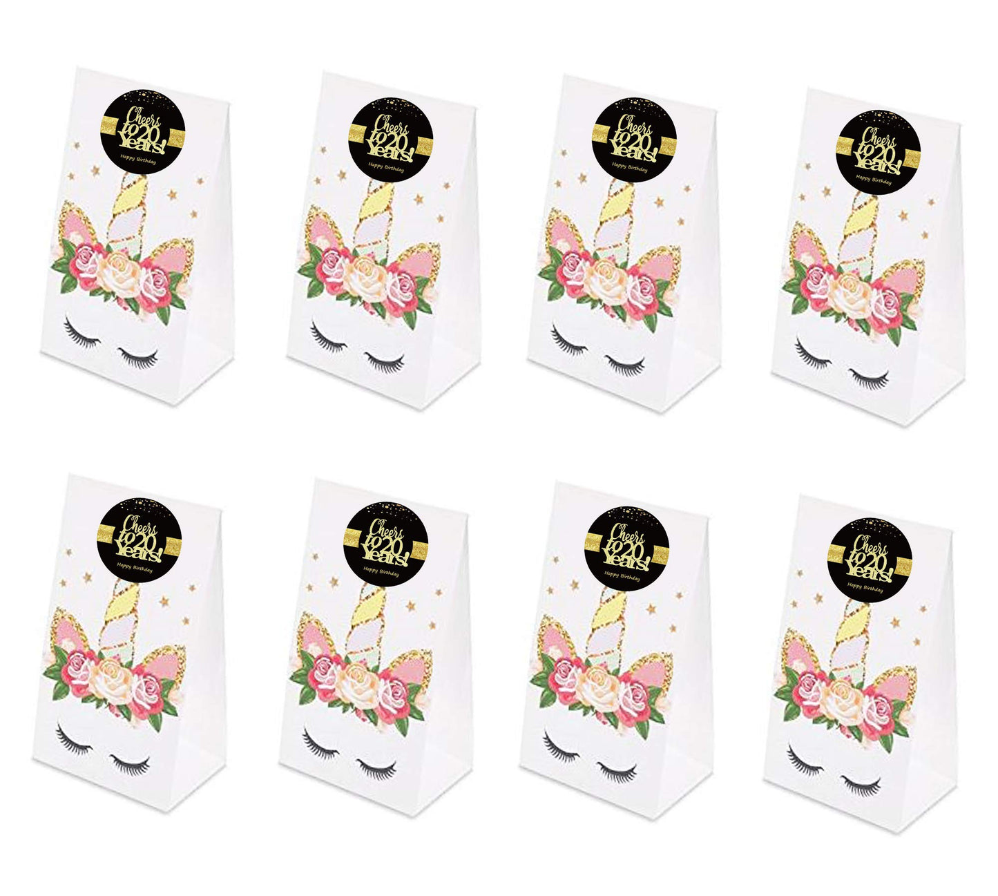 Sumerk 48 Pcs Cheers To 20 Stickers Large Bottle Stickers 20Th Birthday Stickers Card Seals 2 Inches Round Happy Birthday Party