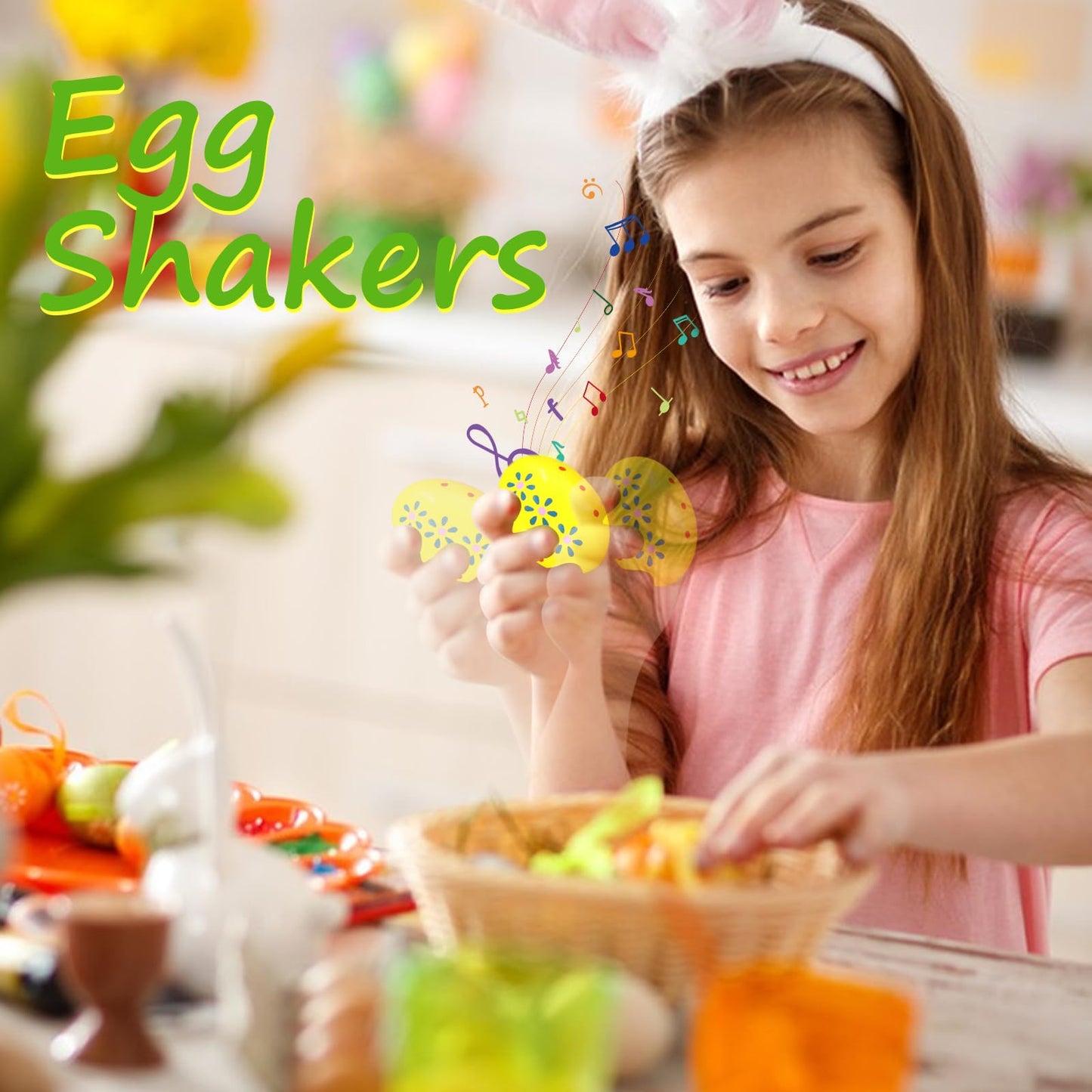 6 Pack Wooden Percussion Musical Easter Eggs Shakers - Colorful Hand-Painted Instruments For Kids, Ideal For Christmas Stocking