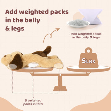 Morismos 5Lbs Dog Weighted Stuffed Animals 32'', Giant Large Stuffed Dog Weighted Plush, Big Dog Puppy Pillow For Adults Kids