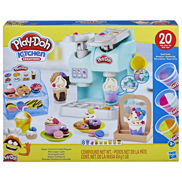 Play-Doh Kitchen Creations Super Colourful Cafe Play Food Coffee Toy With 20 Accessories And 8 Pots