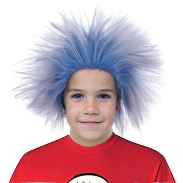 Pattnium Crazy Blue Wig For Kids Child Short Blue Spkiy Wig Blue Ombre Wigs Funny Cosplay Halloween Costume Party Wigs