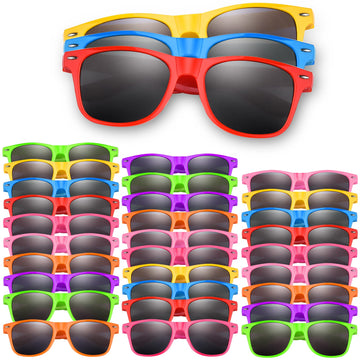 Astaron 64 Pieces Sunglasses Bulk Neon Party Favors Goody Bag Fillers For Beach Wedding Party Pool Party Supplies, 8 Colors