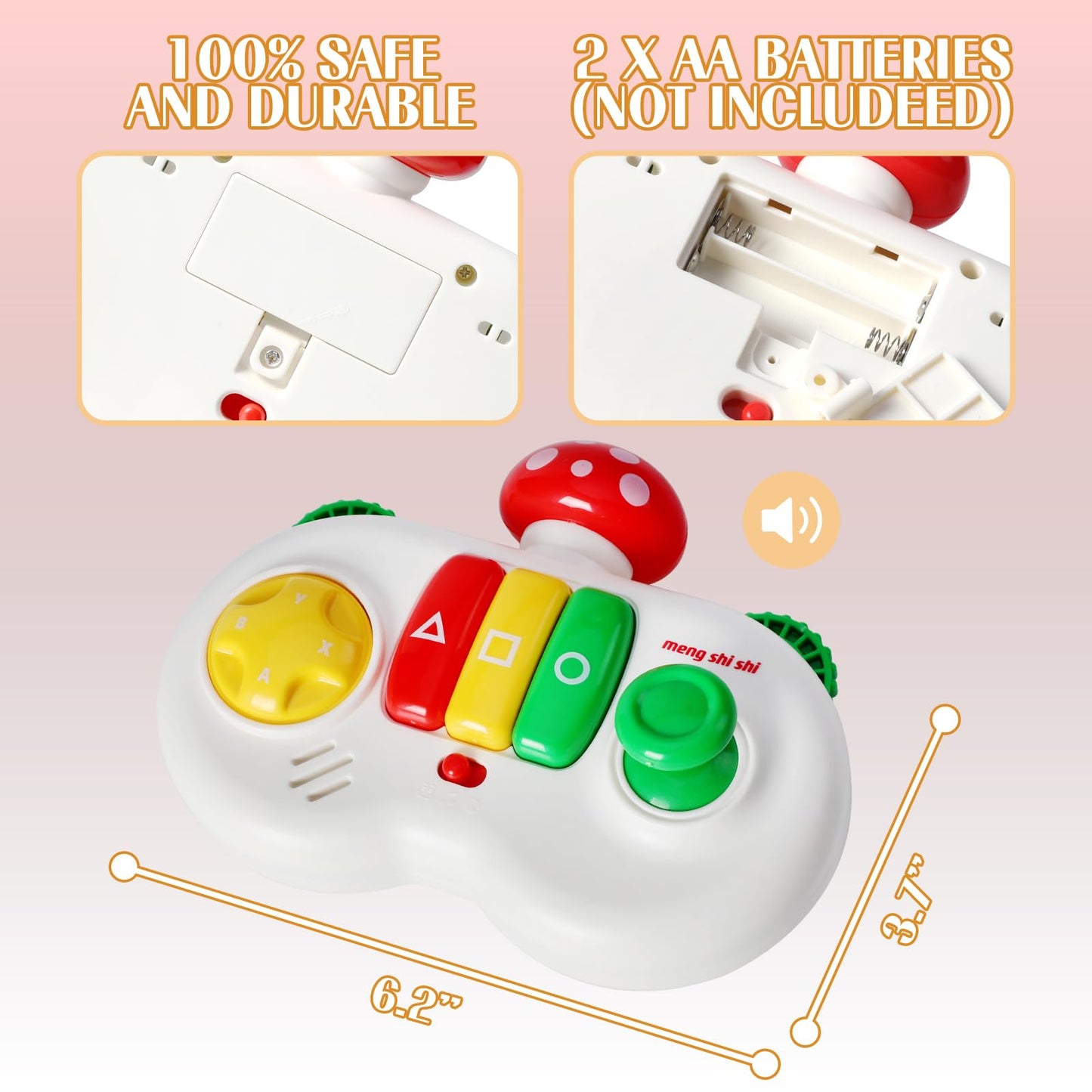 FANELEQU Mushroom Game Controller Early Learning Education Toy  Baby Musical Toys with Sounds & Lights  Toddler Montessori Sensory Learning Toys  Infant Gift for Boys Girls