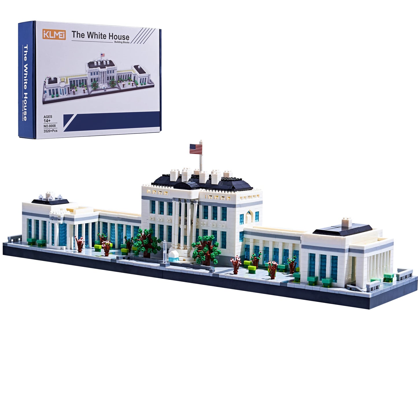 Klmei Architecture Sets For Adults White House U.S. Capital Collection Building Kit Micro Blocks Famous Landmark, Mini Bricks Toys Presents For Kids 3520 Pcs