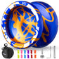 MAGICYOYO V3 Responsive Yoyo for Kids 8-12   Professional Yoyo for mature-themed  Dual Purpose Metal Yoyo with KK Bearing + 12 Yoyo Strings  Bearing Removal  Axle  Yo yo Case (Blue Glod Splash)