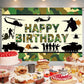 Yilzo Camo Backdrop - Happy Birthday Banner, 70.8 x 47.2 Inch, Camouflage Army Military Photography Background for Soldier Party Decorations