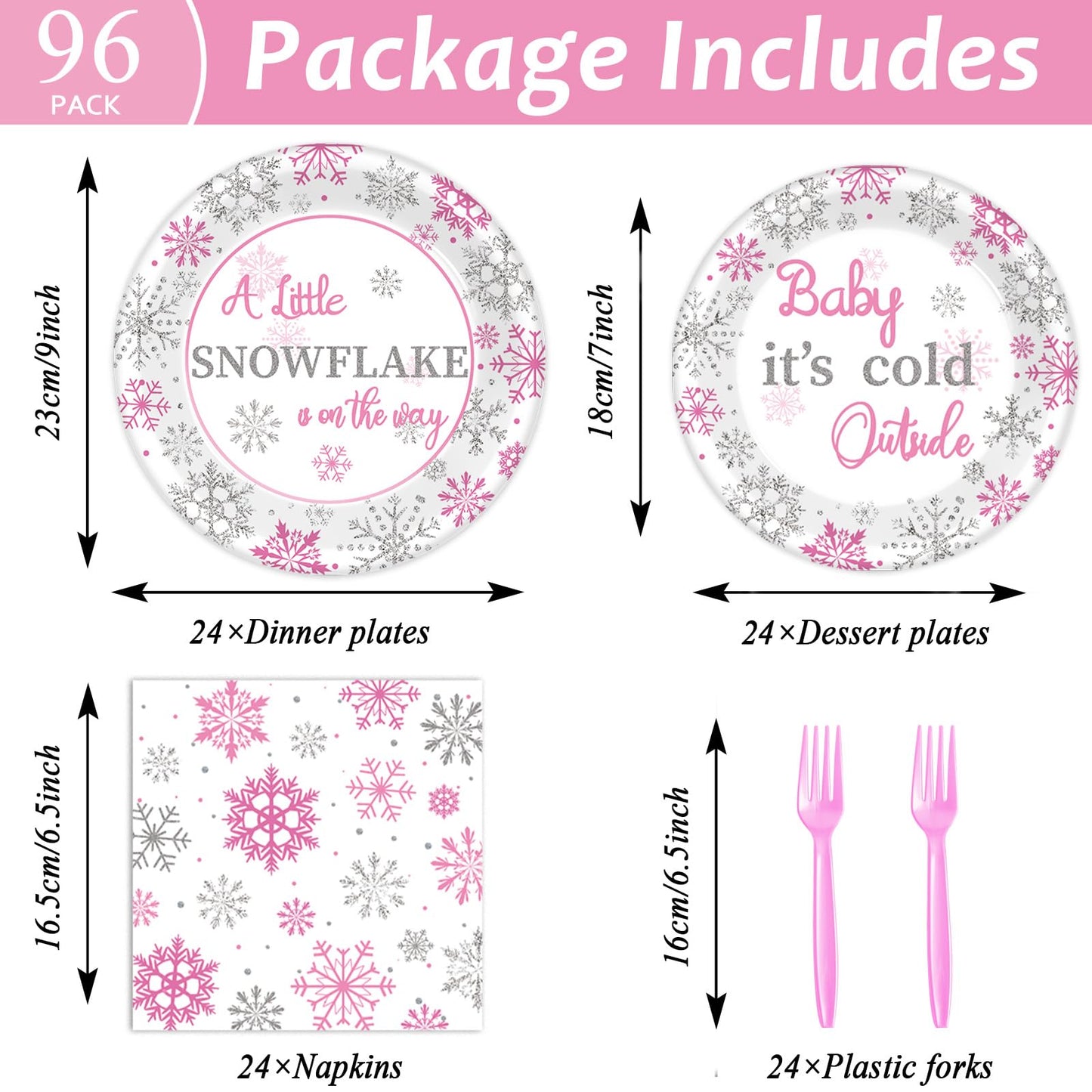 96Pcs A Little Snowflake Is On The Way Party Decorations Snowflake Its Cold Outside Plates Napkins Christmas Winter Wonderland G