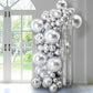 Voircoloria 130Pcs Metallic Silver Balloons Different Sizes 18'' 12'' 10'' 5'' Chrome Silver Balloon Garland Arch Kit For Gradua