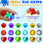 YOULIK Diving Gems Pool Toys incl. Waterproof Games Card Set, 3 Shapes 18 Big Colorful Diamond with Large Pirates Chest, Swim D