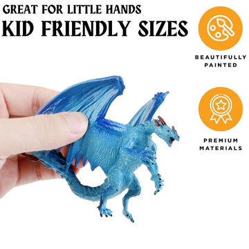Liberty Imports 12 Pcs Dragon Toy Figures, 5" Hand Painted, Assorted Designs, Multicolor, Ideal for Kids Party Favors & Cake Toppers