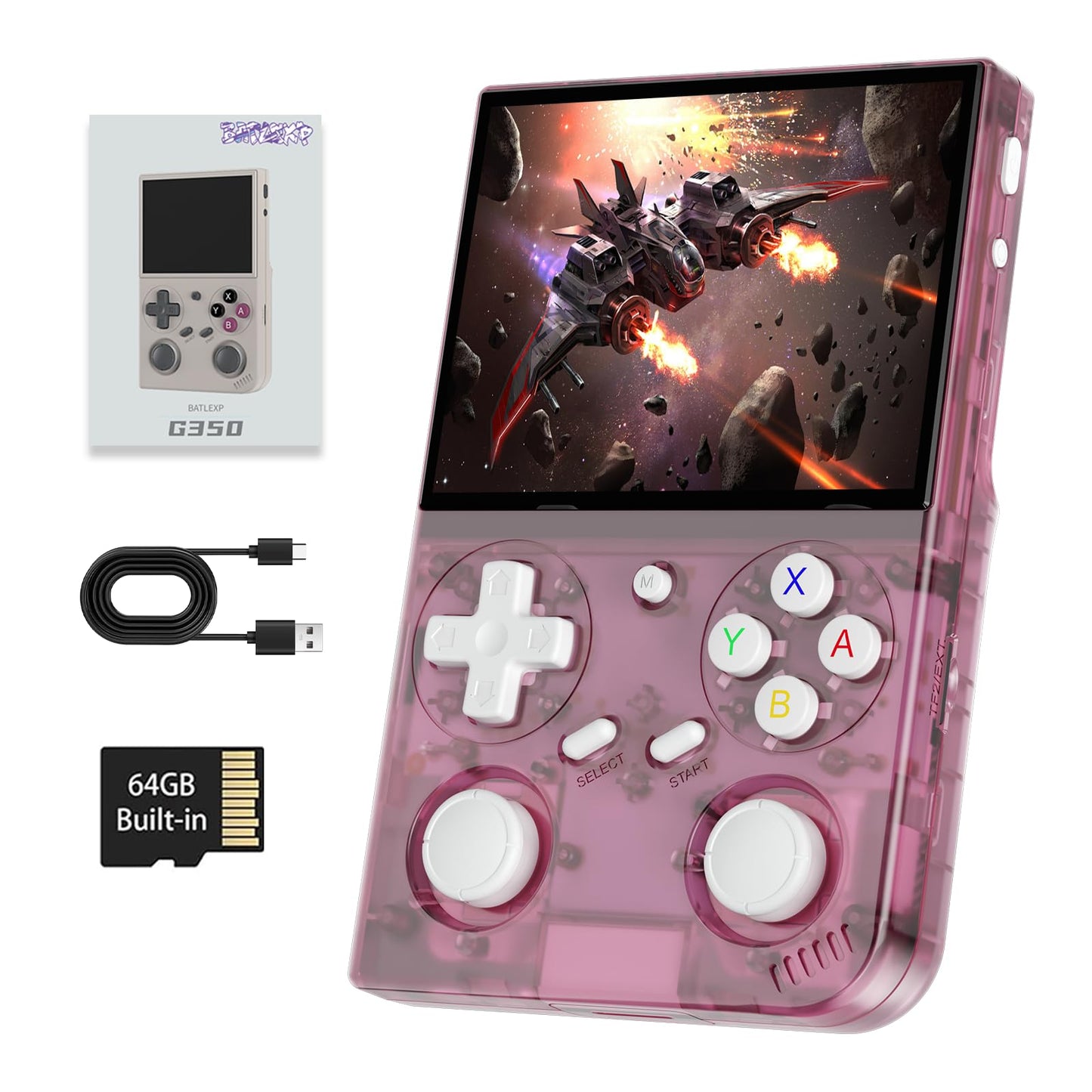 G350 Retro Handheld Game Console , G350 Retro Gaming Console 3.5 IPS Screen Linux System Built-in 64G TF Card 20+Emulators Pre