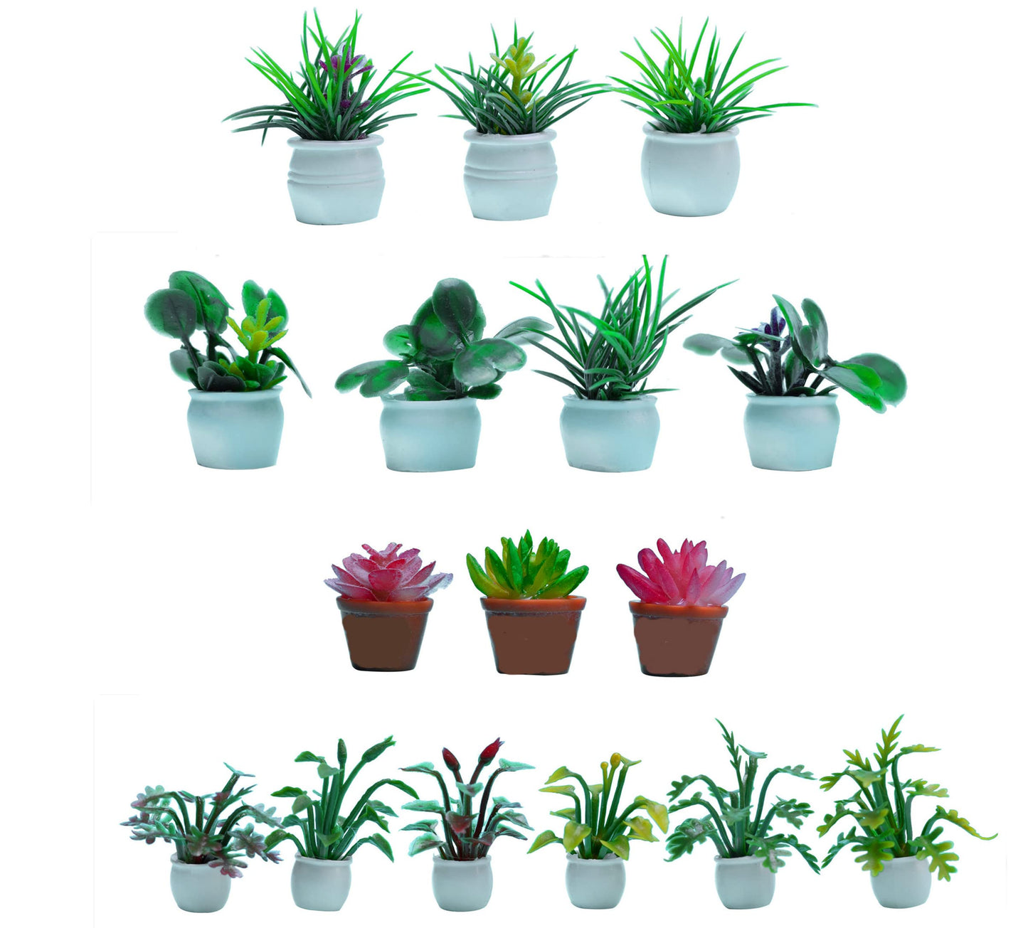 Birostiana Miniature Dollhouse Accessories 14 Pieces Miniatures Plants Flowers Bonsai Greenery Ornament For Dollhouse Fairy Gard