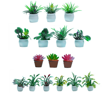 Birostiana Miniature Dollhouse Accessories 14 Pieces Miniatures Plants Flowers Bonsai Greenery Ornament For Dollhouse Fairy Gard