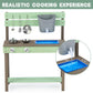 Wooden Kids Play Kitchen, Outdoor Mud Kitchen Playset with Water Play Set and Cooking Toys, Gift for 3+ Years Kid