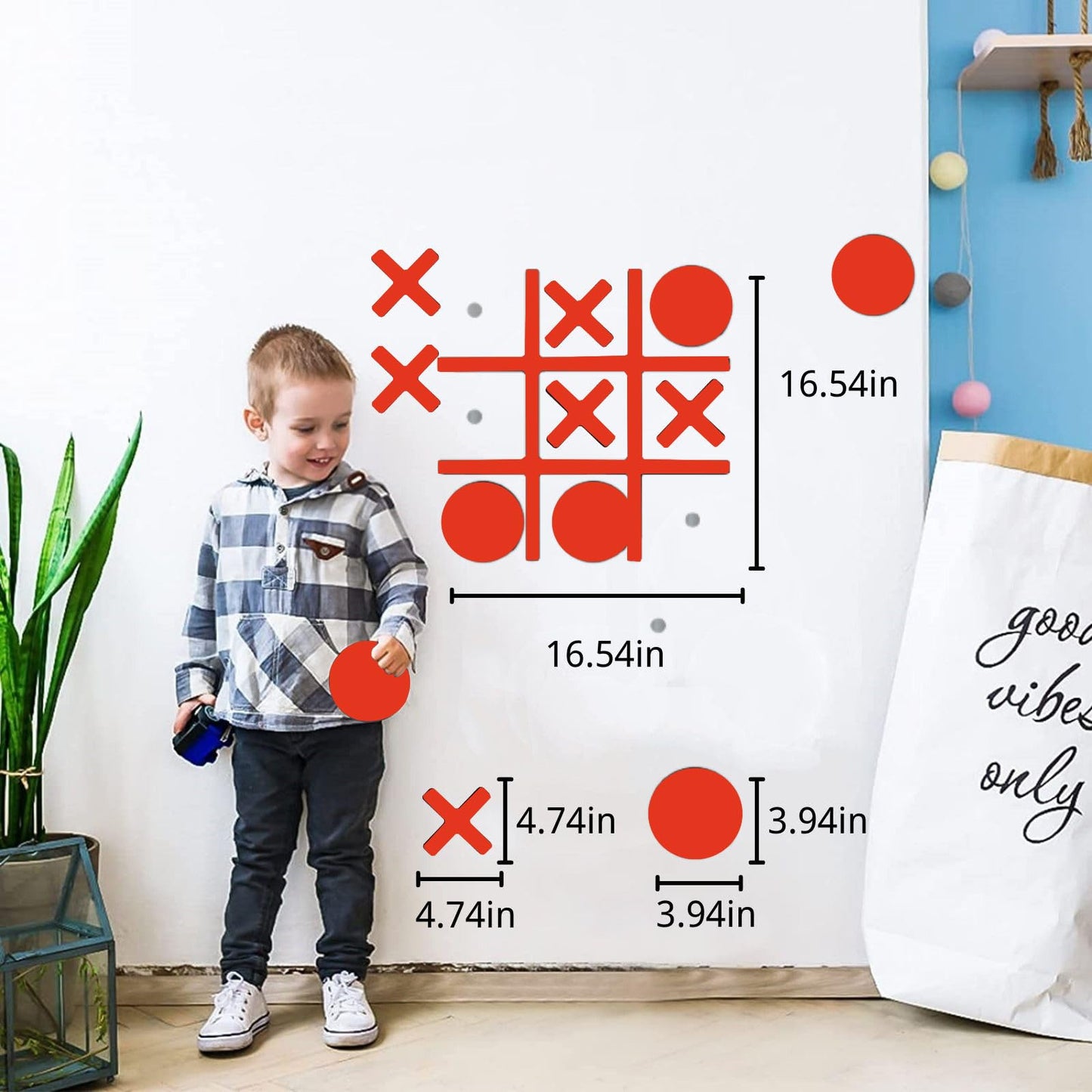 Magnetic Tic Tac Toe Wall-Mount Game,Game Room Decor,Hallway Decor,Playroom Decor,Modern Wall Decals For Kids Room,Classroom&Off