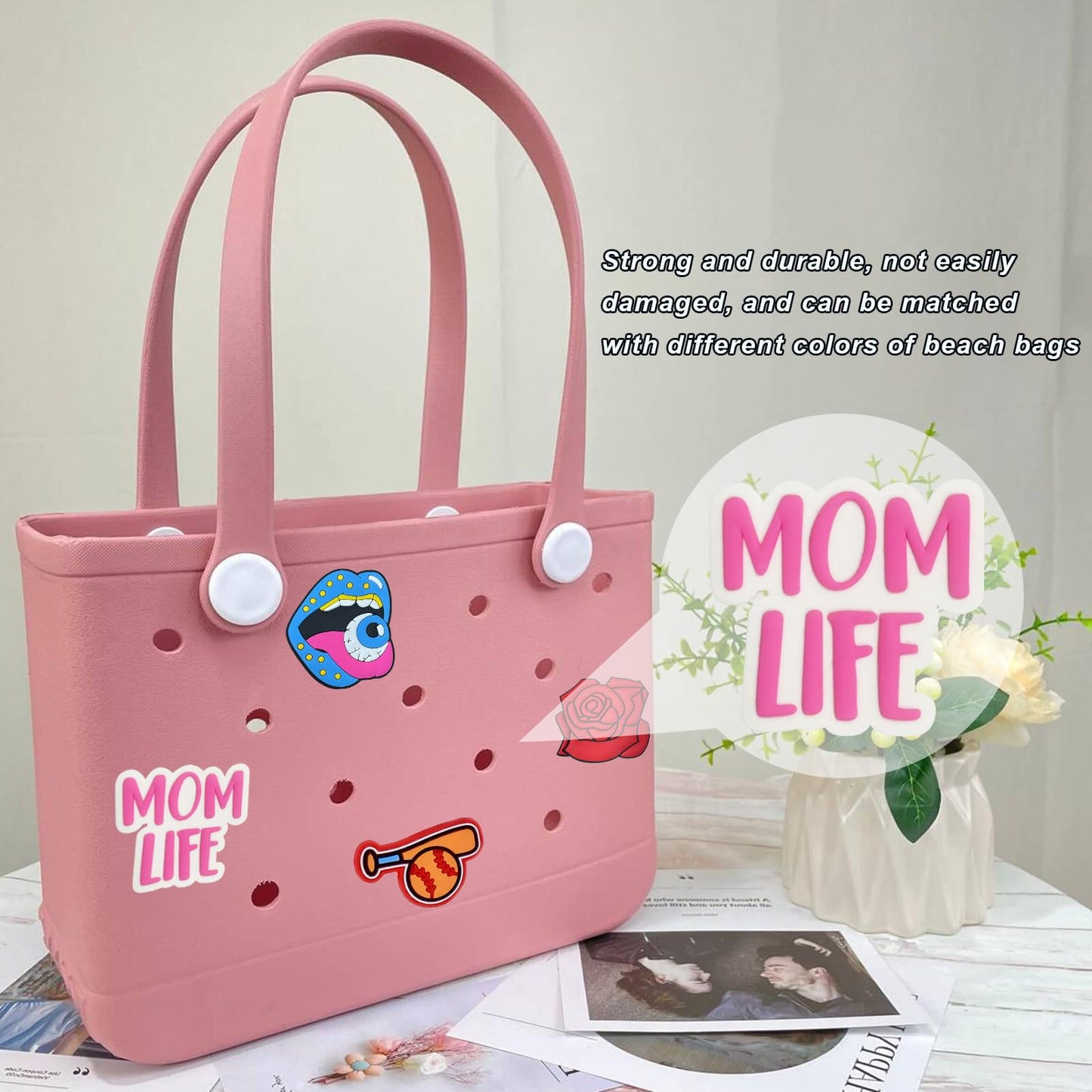 Lckaey Rubber Beach Bag Accessories-PVC Rubber decoration-for EVA Purse Bogg Inserts Y064Figure 42
