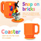FUBARBAR Brick Coffee Mug - Funny Novelty Cup with Lid & Straw, Building Block Toy Mug, Gift Idea for Men/Women/Kids (Orange)