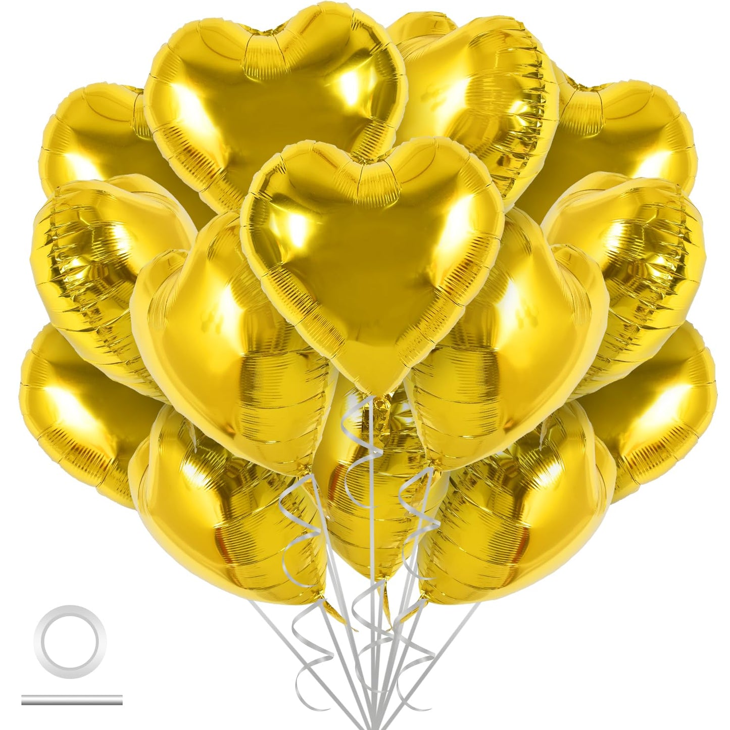 TONIFUL 30Pcs 18 Inch Gold Heart Balloons Gold Heart Shape Foil Mylar Balloons Decoration for Birthday Valentine s Day Wedding 