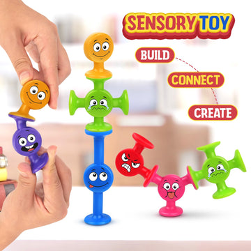 Suction Toys Toddlers Bath Toys: 24 Pcs Emotion Sensory Suction Toys For Toddler, Kids Social Emotional Suction Sensory Travel Toys Suction Cup Toys For Autistic Children Special Needs