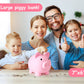 PJDRLLC Large Piggy Bank - Unbreakable Plastic Coin Bank for Kids, Pink, Model FD-61