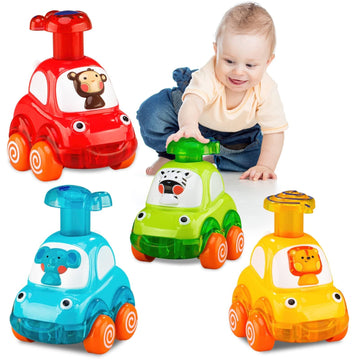 Wdebay 4 Pcs Inertia Animal Car Toys For 1 Year Old Boy And Girl|Toddler Toys Age 1-2|1 Year Old Boy Gifts For 1St Birthday|Baby