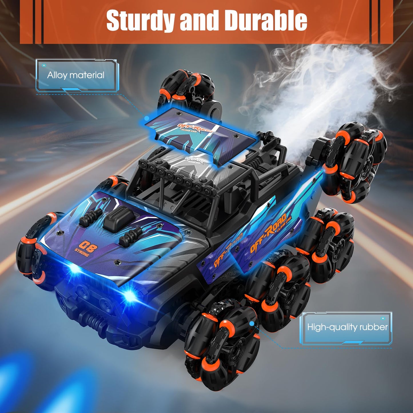 Hand Controlled RC Stunt Car: 8WD Gesture Sensing Remote Control Cars, 8 Wheels, 360 Rotation Toys Car, Rechargeable RC Cars for