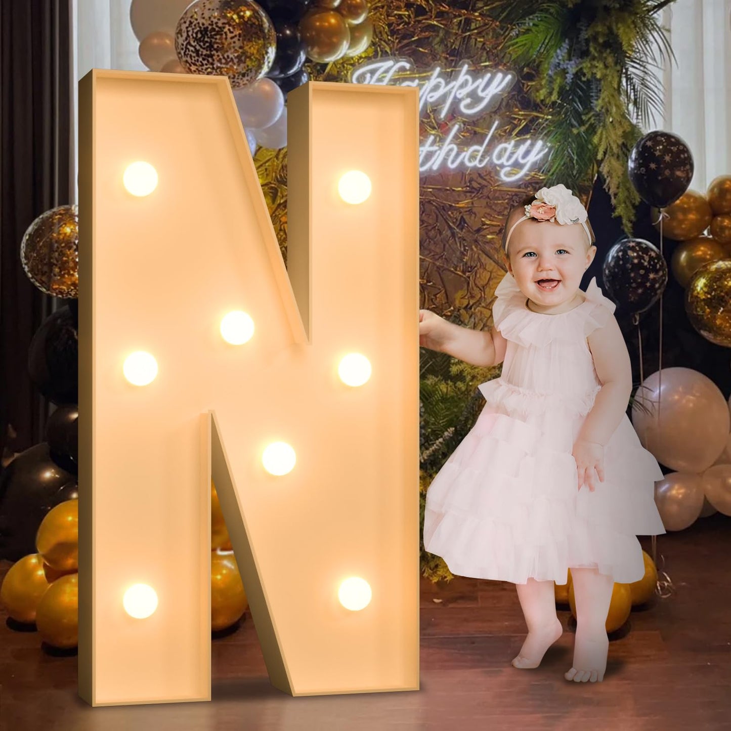 3Ft Marquee Light Up Letters, Large Marquee Letters N For Party Decorations, Big Baby Letters For Baby Shower Birthday Party Dec
