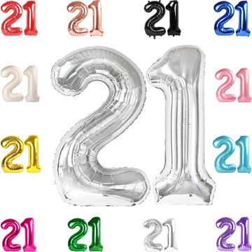 21 Balloon Number, Silver Number 21St Birthday Balloons 40 Inch, 21 Or 12 Years Old Silver Birthday Decorations For Men Women Hi