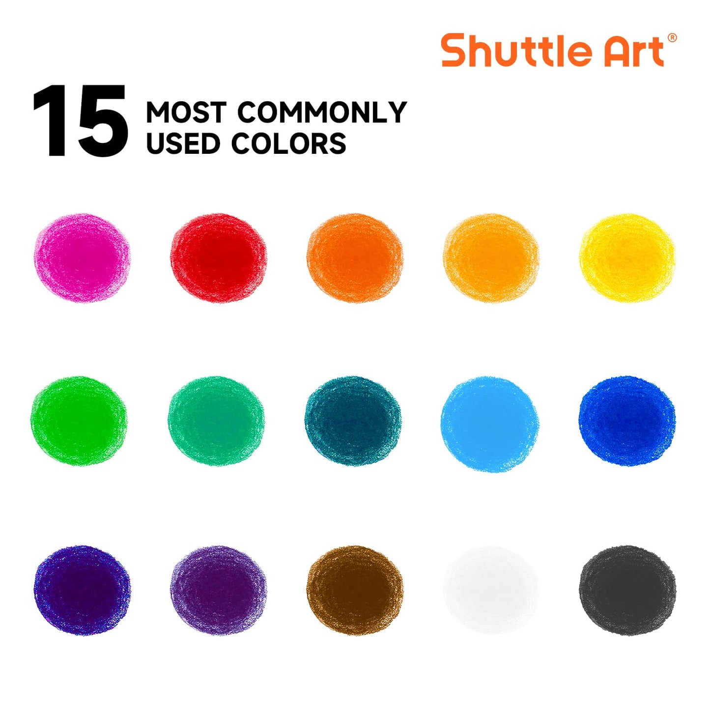 Shuttle Art Tempera Paint Sticks - 15 Colors, Quick-Drying, Washable, 1 Count (Pack of 15)