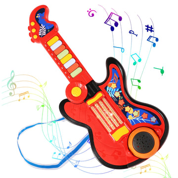Kid Guitar, 4 In 1 Toddlers Guitar And Piano Guitar For Kids 3-5 With Strap Guitar For Toddlers 2-4 With Lullaby Projector Drum Toy Guitar For Kids Toy Toddler Guitar For 3 4 5 Year Old Boy Girl Gift