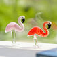 QFkris Qf Handmade Glass Flamingos Love Token Art Glass Blown Animal Figurine,Pack of 2