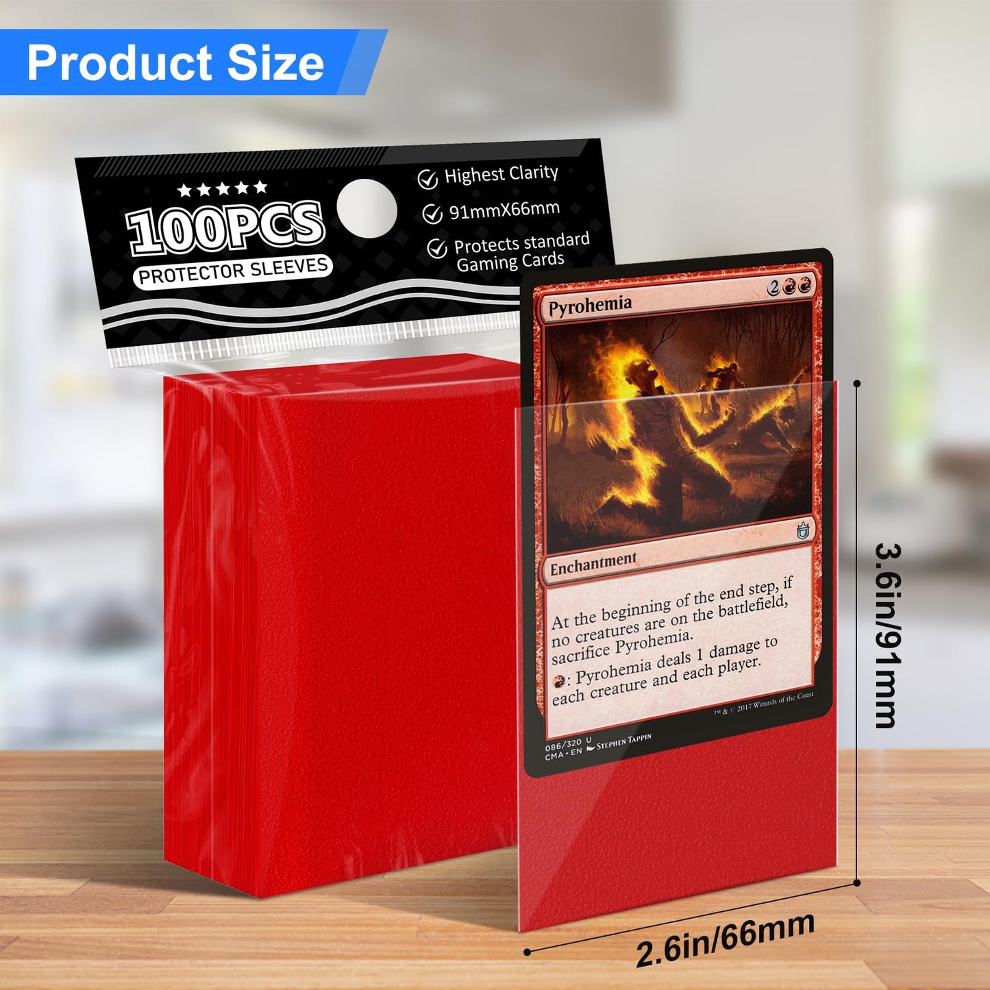 Red Matte Card Sleeves For Mtg, 300 Pieces Perfect Fit Standard Card Sleeves For Trading Card Sports Cards Baseball Cards Tcg Ma