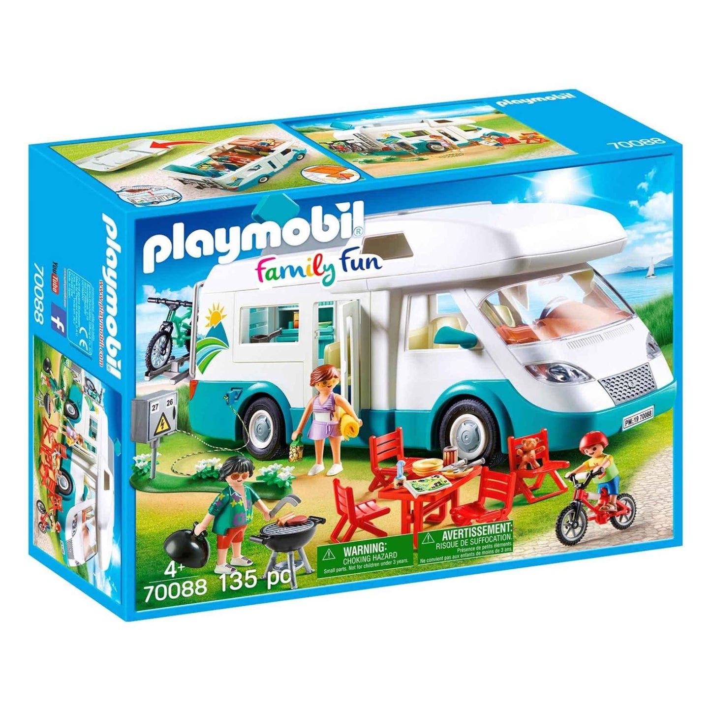 Playmobil Family Camper Vehicle Playset - Standard Size, Orange/Red, Model 70088, Plastic Material