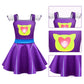 Yodison Superhero Dress Ruffle Sleeve Casual Kitties Dresses For Halloween Birthday Party Cosplay With Accessories For Fans (140