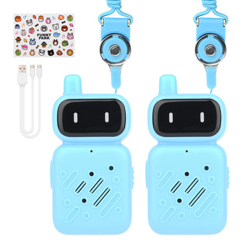 Mafiti Rechargeable Walkie Talkies For Kids 2 Pack Mini Robot Walkie Talkie Long Range 1 Kms 2 Way Radio Toddler Toys For 3-12 Y