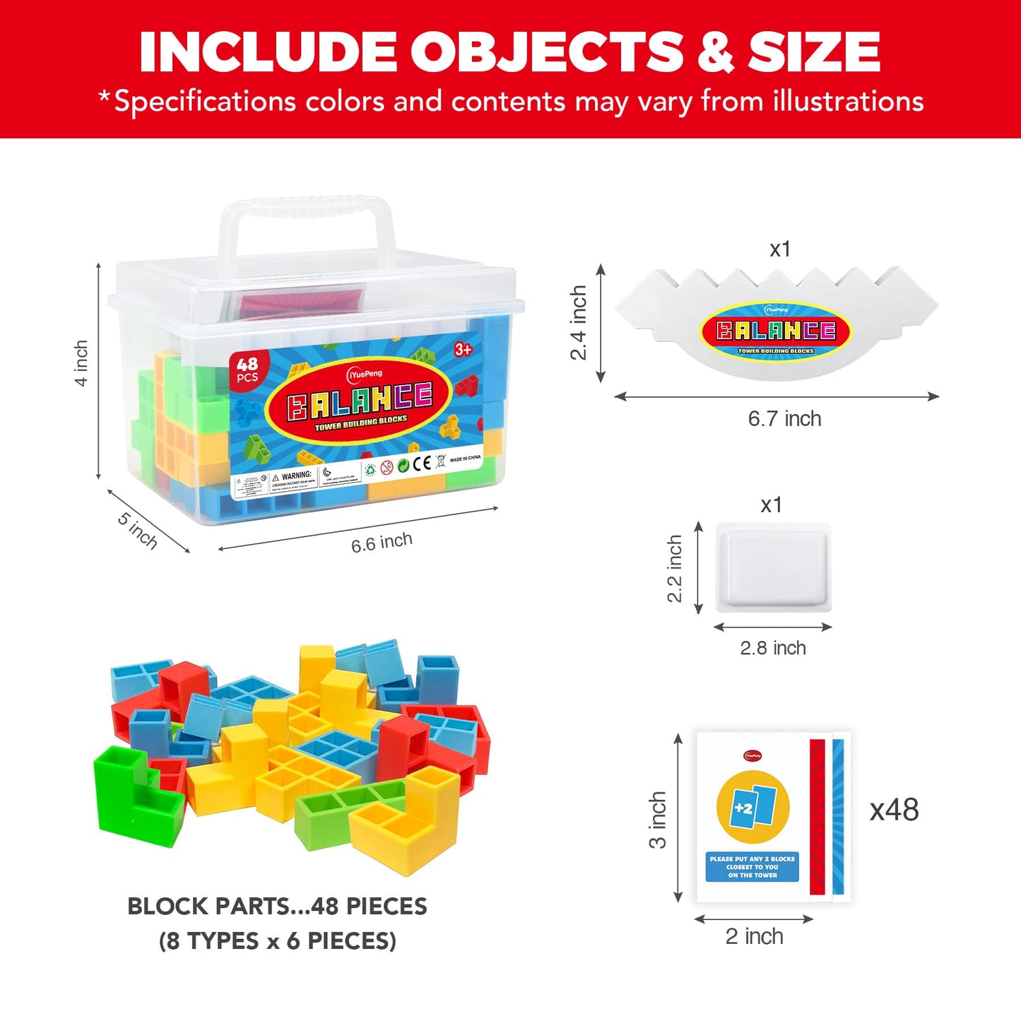 Iyuepeng 48 Pcs Board Games For Kids & Adults Tetra Tower Balance Stacking Toys Perfect For Family Games, Parties, Travel