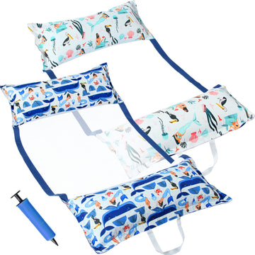 Finduwill 2-Pack Fabric Pool Floats, Inflatable Water Hammocks, Xl Large Pool Float Lounger Chair For Adult