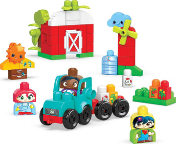 Mega Bloks Fisher-Price Toddler Building Blocks Toy Set, Green Town Grow & Protect Farm With 51 Pieces, 3 Figures, Ages 1+ Years
